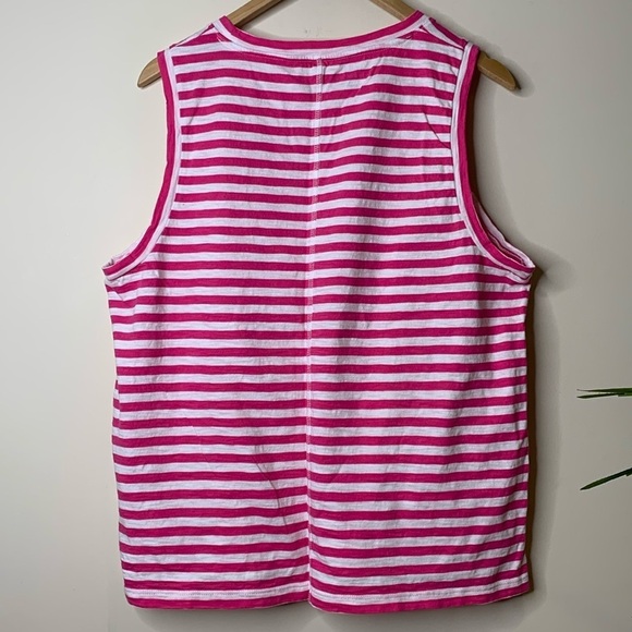 J Crew | Pink White Striped 100% Cotton Reimagined Girlfriend Tank Top XXL - Picture 8 of 8